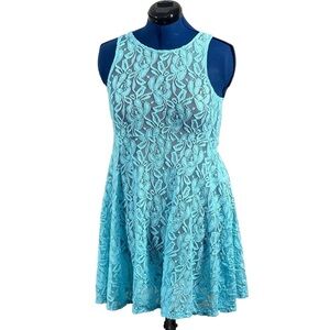 Free people miles of lace dress snow cone blue Sz S/P‎ Cocktail Lacey Tank Dress